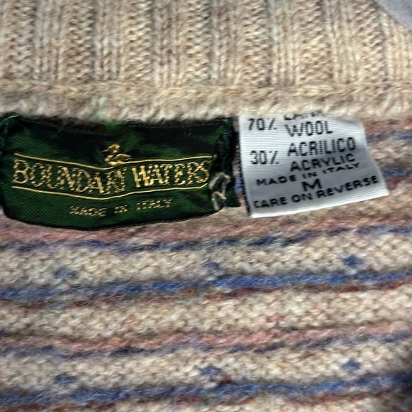 Boundary Waters Vintage Men's Beige Wook blend V-Neck Sweater Vest made in Italy - Picture 3 of 4